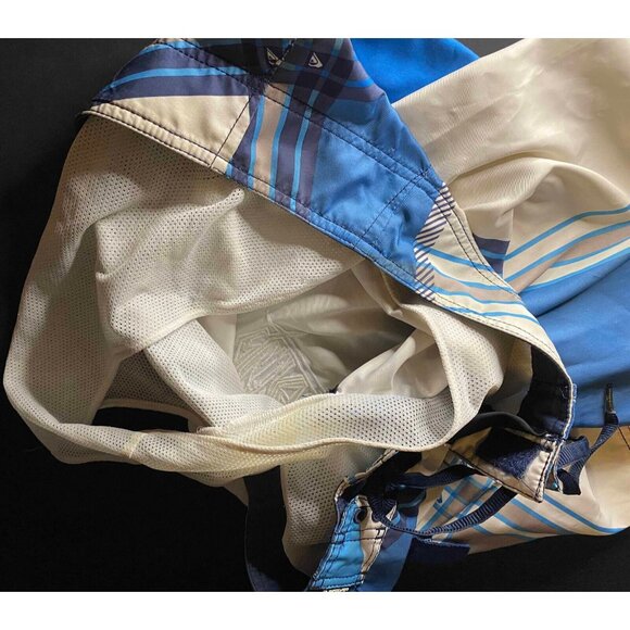 Quiksilver Board Shorts Mens 36 9" Beach Swim Trunks Blue Striped Side Pocket - Picture 6 of 10